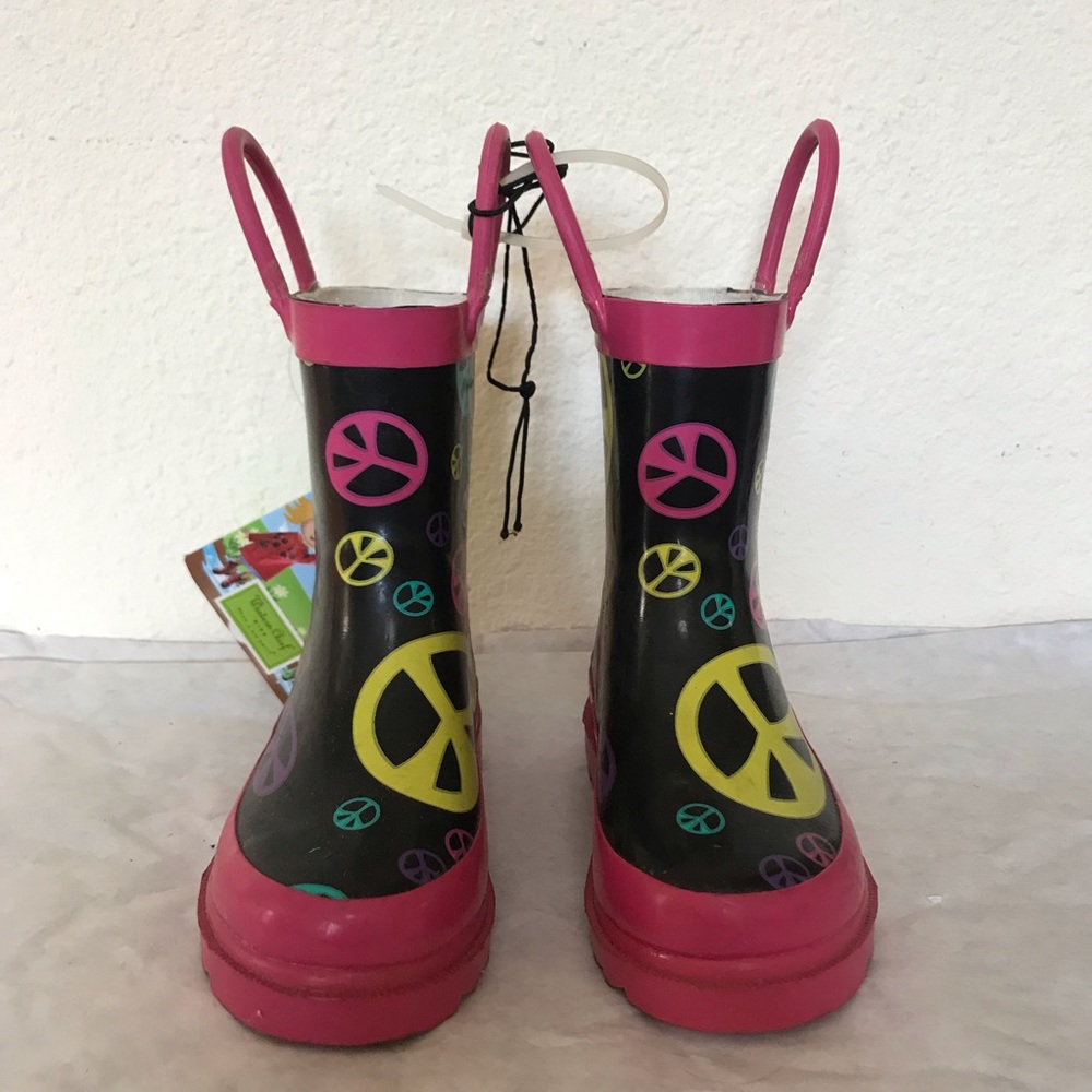 New Western Chief Pink Girl Peace Rain Boot Sz 7
